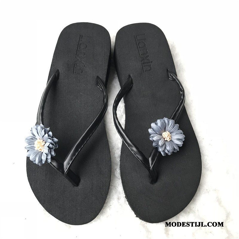 Dames Flip Flops Goedkoop Reis Slipper Mode Schoenen Bovenkleding Blauw Zandkleur