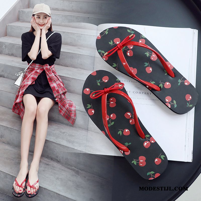 Dames Flip Flops Kopen Antislip Slipper Alle Wedstrijden Bovenkleding Pantoffels Zandkleur Rood