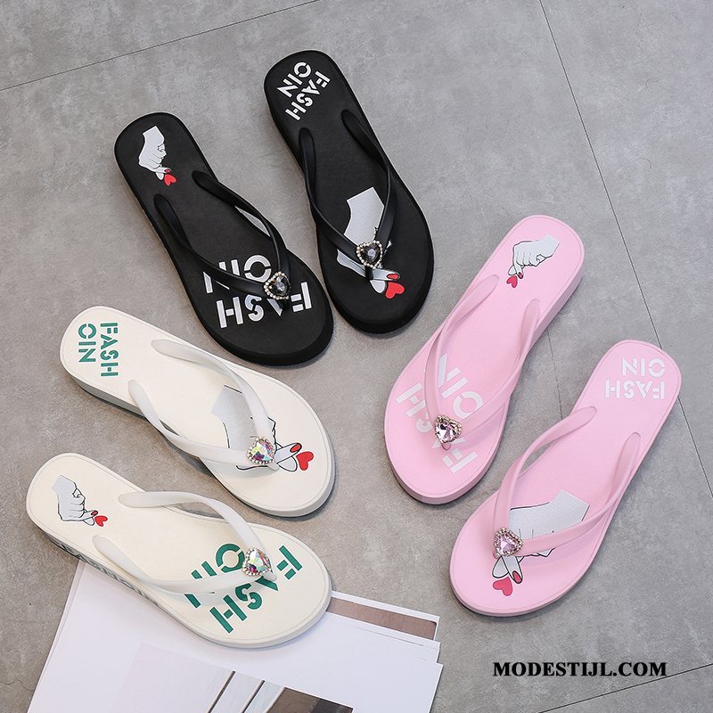 Dames Flip Flops Korting Vrouwen Antislip Sleehak Schoenen Plateauzool Zwart