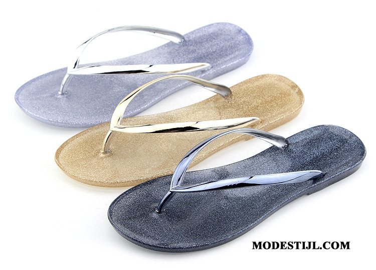 Dames Flip Flops Winkel Trend Zomer Platte Zool Slipper Antislip Zandkleur Zwart