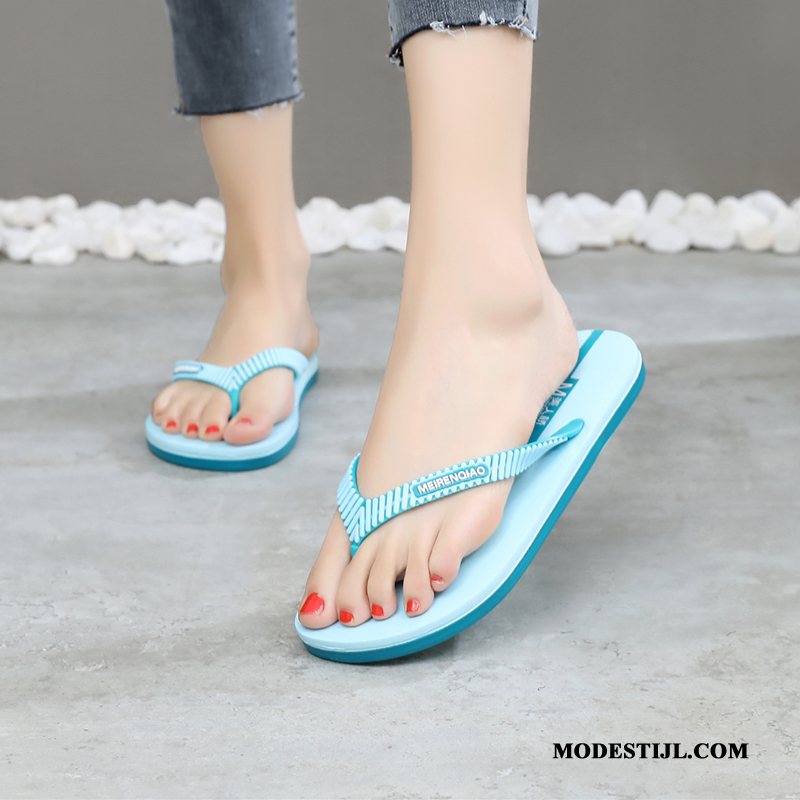 Dames Flip Flops Winkel Vrouwen Slipper Alle Wedstrijden Pantoffels Plat Blauw Zandkleur