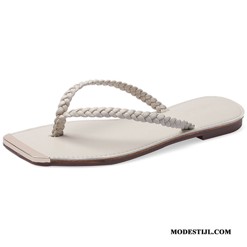 Dames Flip Flops Winkel Zomer Mode Student Dikke Zool Alle Wedstrijden Rood Wit