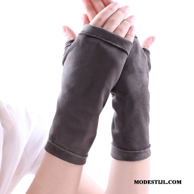 Dames Handschoenen Goedkoop Blijf Warm Halve Vinger Vrouwen Dun Autorijden Legergroene