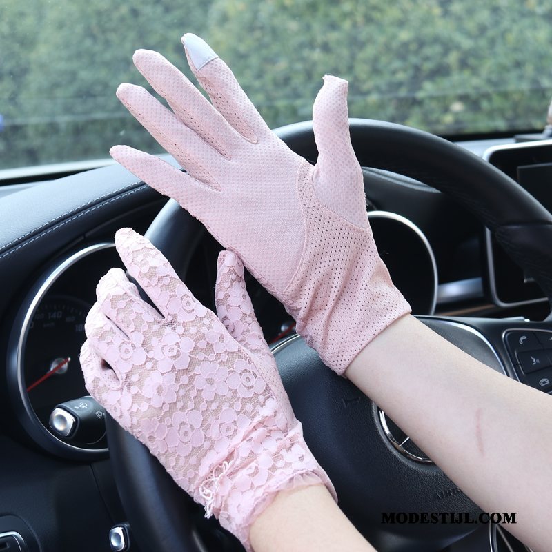 Dames Handschoenen Sale Zonnebrandcrème Sexy Elastiek Kant Vrouwen Purper Roze