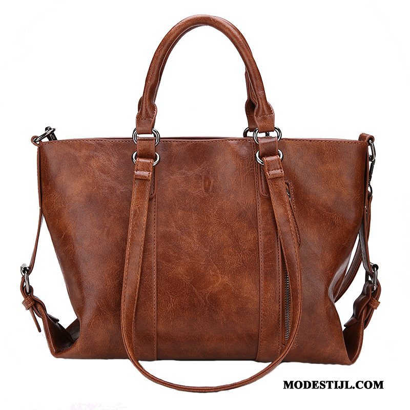 Dames Handtas Korting Grote Capaciteit Messenger Tas 2019 Grote Tas Vintage Bruine