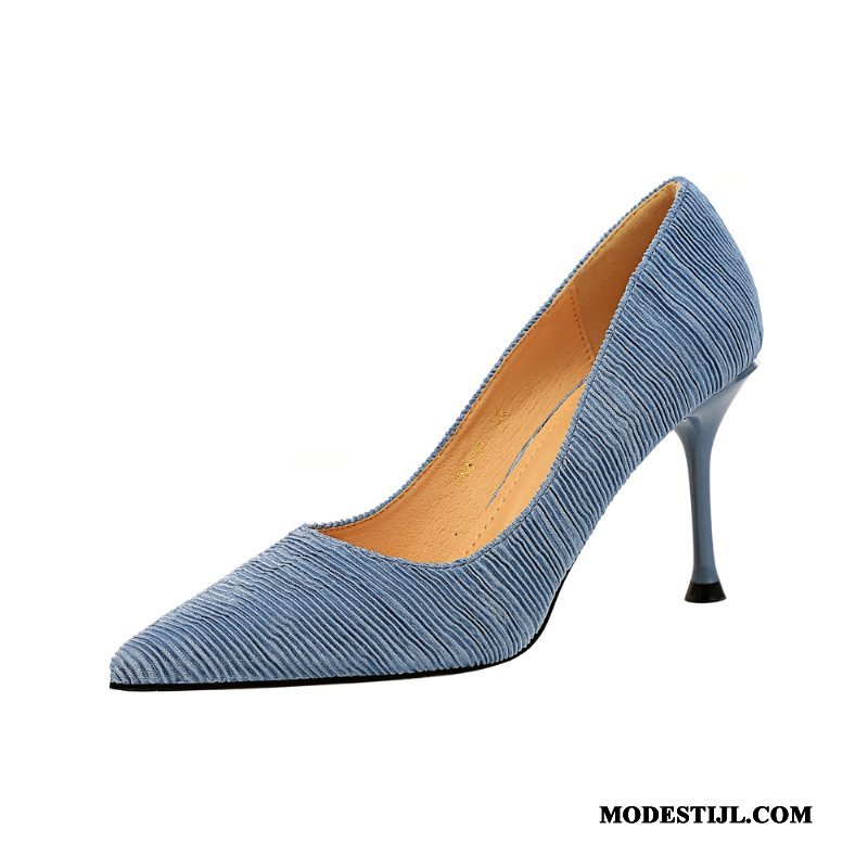 Dames Hoge Hakken Kopen Dunne Mode Pumps Zoet Satijnen Blauw Licht