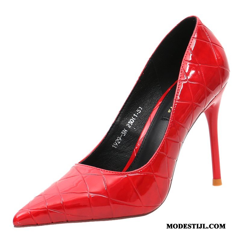 Dames Hoge Hakken Online Geruite 2019 Vers Pumps Schoenen Rood Licht