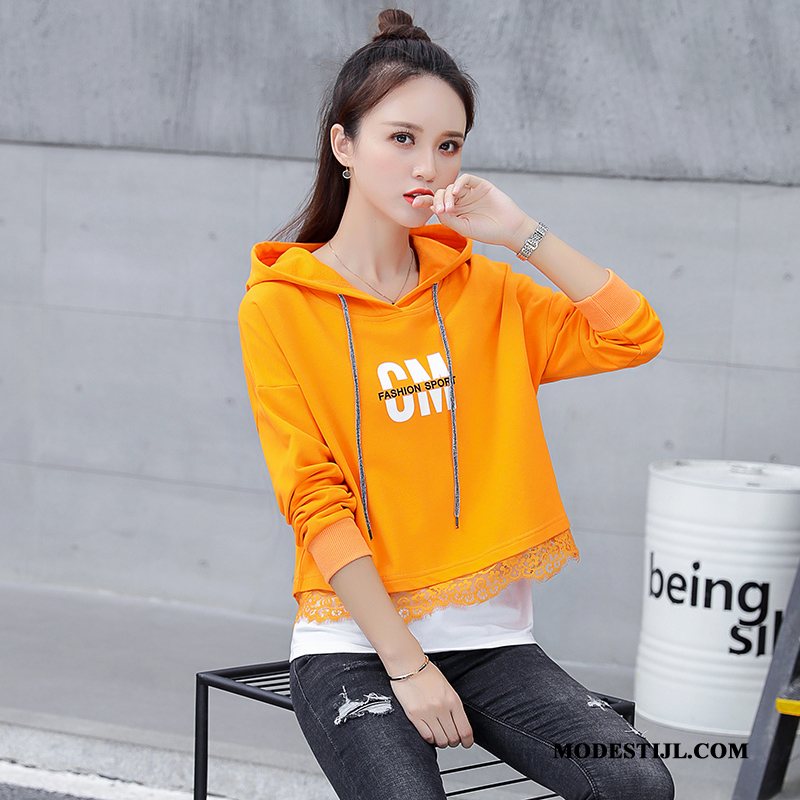 Dames Hoodies Goedkoop Jasje Vrouwen Herfst Dunne Losse Oranje