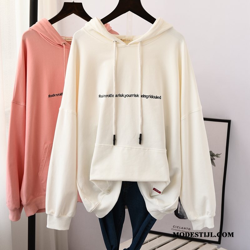 Dames Hoodies Online Nieuw Dunne Katoen Losse Lange Mouwen Wit