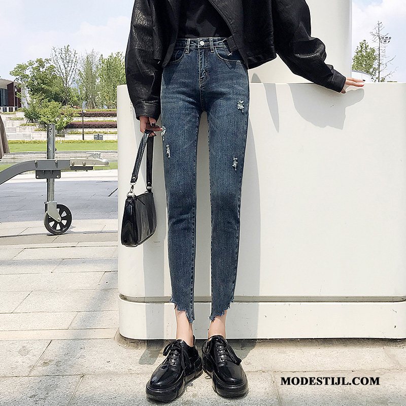 Dames Jeans Goedkoop Spijkerbroek Jeans Dunne Mini Trend Voorjaar Donkerblauw