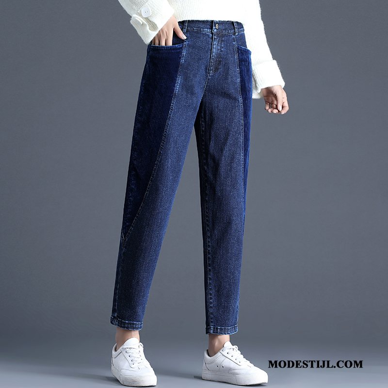 Dames Jeans Online Mini Spijkerbroek Jeans Verbinding Hoge Taille Vrouwen Donkerblauw