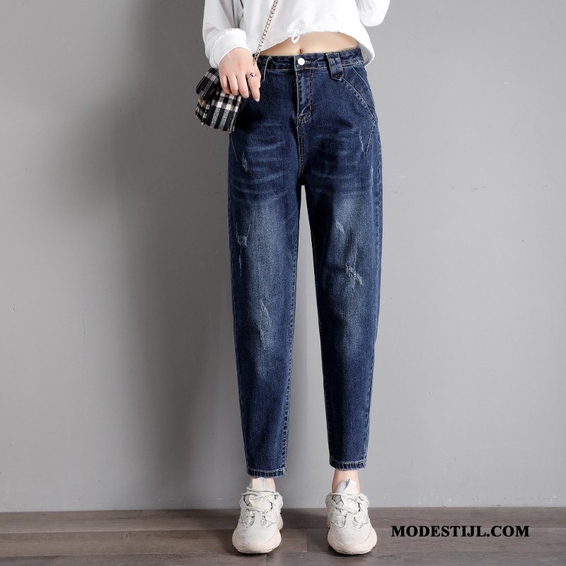 Dames Jeans Online Voorjaar Nieuw Dunne Herfst Spijkerbroek Jeans Donkerblauw Donkerblauwe