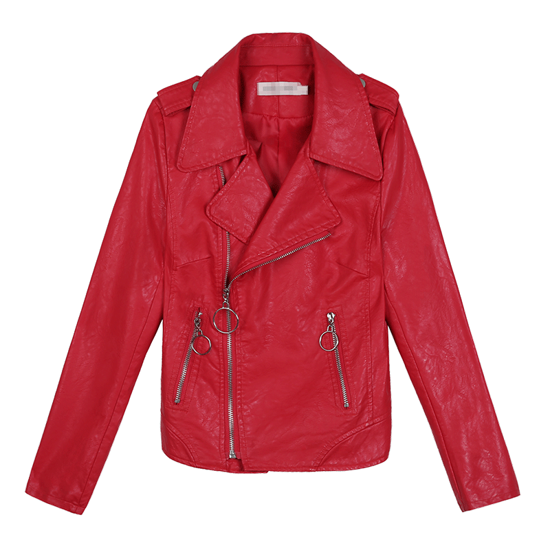 Dames Leren Jassen Sale Motorfiets Trend Herfst Jack 2019 Rood