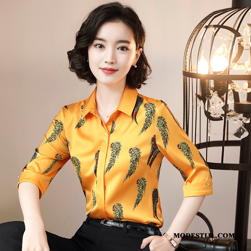 Dames Overhemden Kopen 2019 Blouse Overhemd Mode Dunne Bedrijf Geel