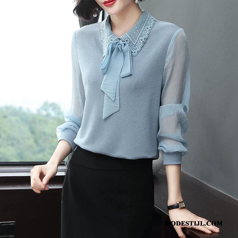 Dames Overhemden Online Mode Chiffon Mini Trend 2019 Blauw