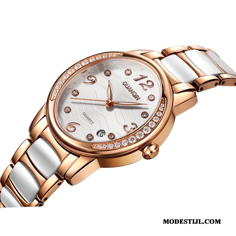 Dames Polshorloge Kopen Strass Quartz Horloge Vrouwen Roestvrij Staal Trend Goud