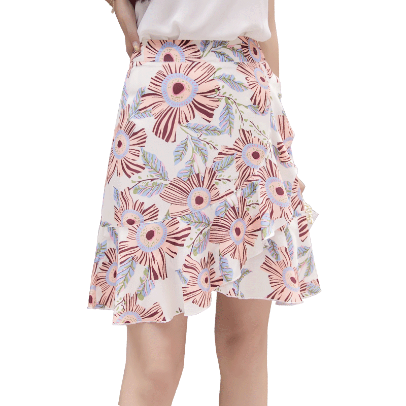 Dames Rokken Kopen Chiffon Vers Vrouwen Bloemen Mini Oranje