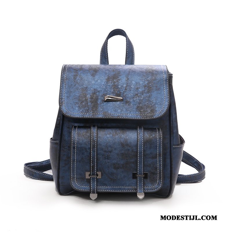 Dames Rugzak Aanbiedingen Reizen Casual Schooltas Trend Mode Blauw