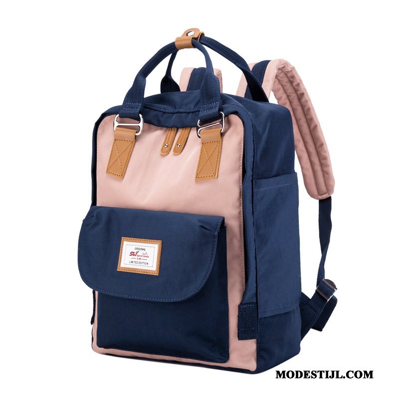 Dames Rugzak Aanbiedingen Super Vrouwen 14 Inch Schooltas Canvas Blauw Roze