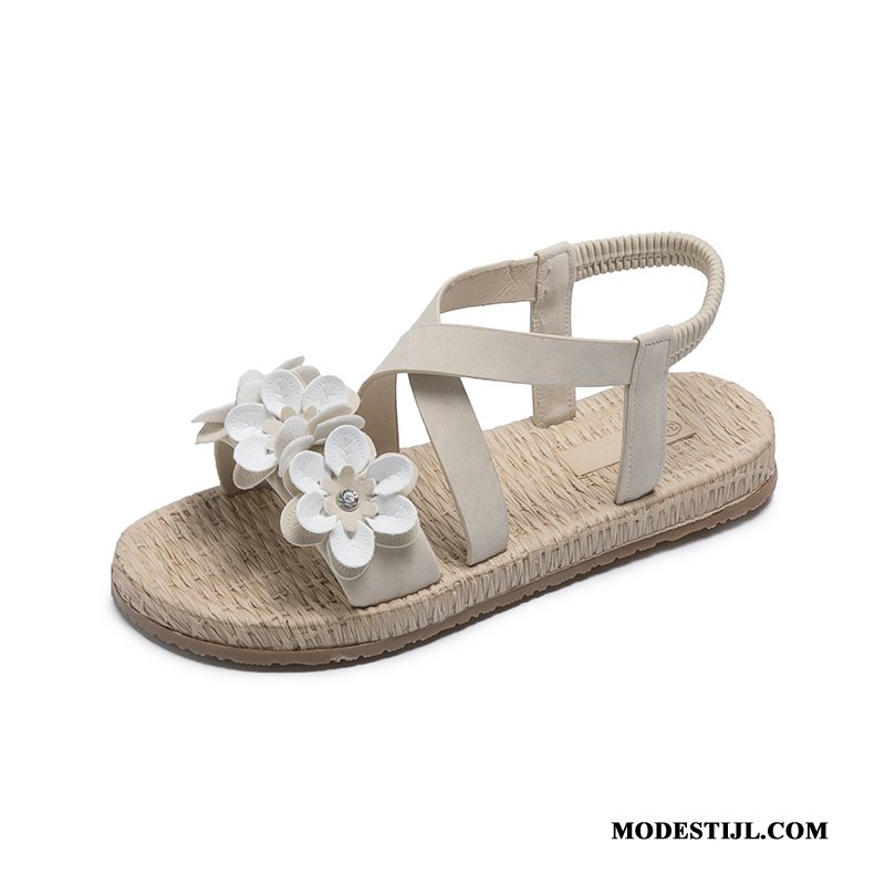 Dames Sandalen Kopen 2019 Student Bloemen Sandaal Mode Zandkleur Beige