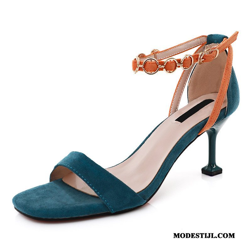 Dames Sandalen Korting Hoge Hakken Vrouwen Zomer Dunne Meisje Marineblauw Gemengde Kleuren