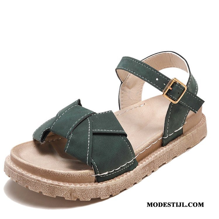 Dames Sandalen Sale Rome Plateauzool Zomer 2019 Student Zandkleur Groen