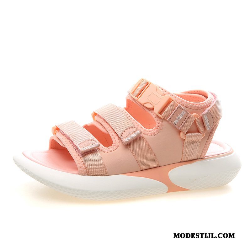 Dames Sandalen Sale Velcro Alle Wedstrijden Sport Plat Zomer Roze Rood