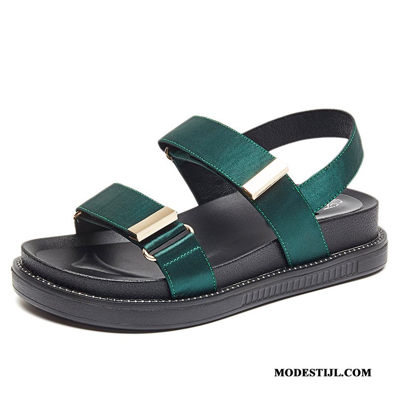 Dames Sandalen Sale Zomer Mode Velcro Plat Alle Wedstrijden Rood Groen