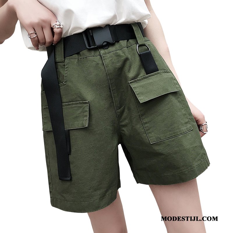 Dames Shorts Aanbiedingen Casual Rechtdoor Dunne Broek Korte Broek Legergroene