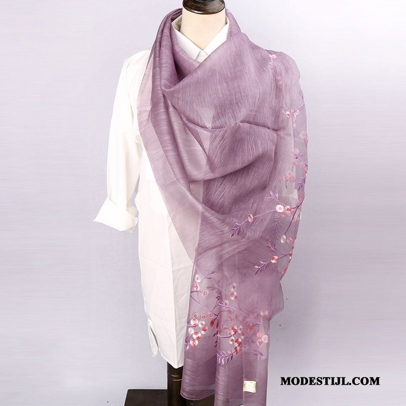 Dames Sjaals Aanbiedingen Dual Gebruik Alle Wedstrijden Zijde Middelbare Leeftijd Voorjaar Purper