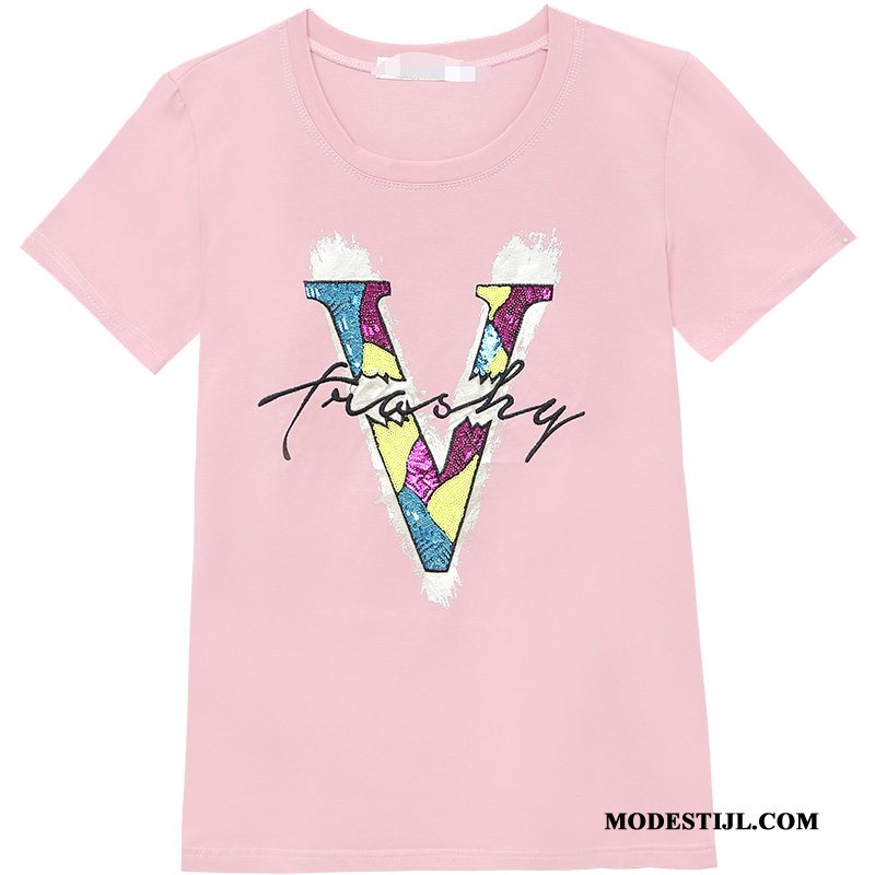 Dames T-shirts Aanbiedingen Student Mode Zomer Casual 2019 Roze