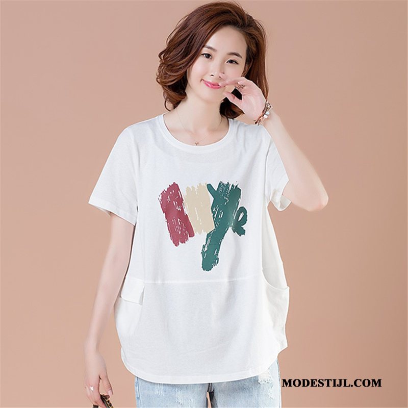 Dames T-shirts Kopen Casual Kunst Katoen Vrouwen Losse Wit