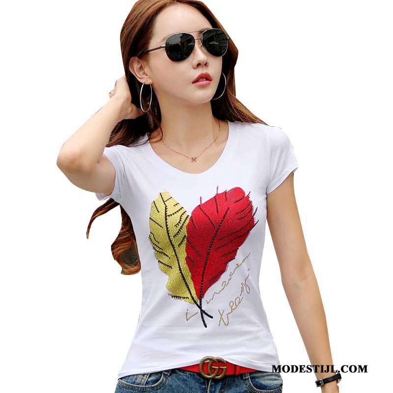 Dames T-shirts Korting Trend Jasje Herfst Katoen Vrouwen Wit