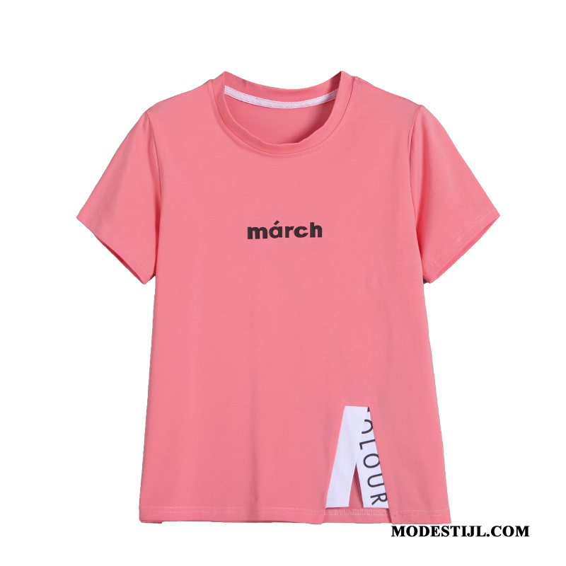 Dames T-shirts Online Vrouwen Jasje Zomer Meisje Student Roze Rood