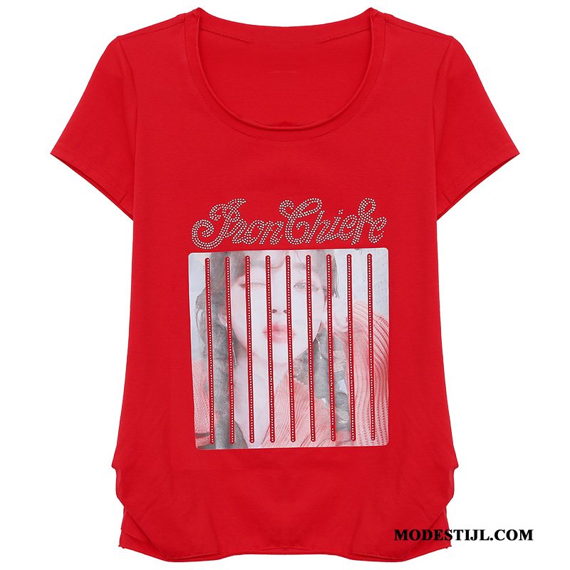 Dames T-shirts Sale Losse 2019 Zomer Korte Mouw Jasje Rood