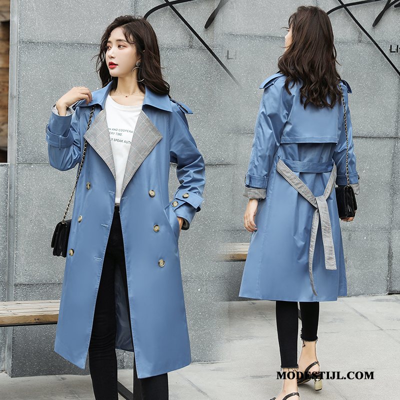 Dames Trenchcoat Aanbiedingen Mode Trend Pak Elegante 2019 Blauw
