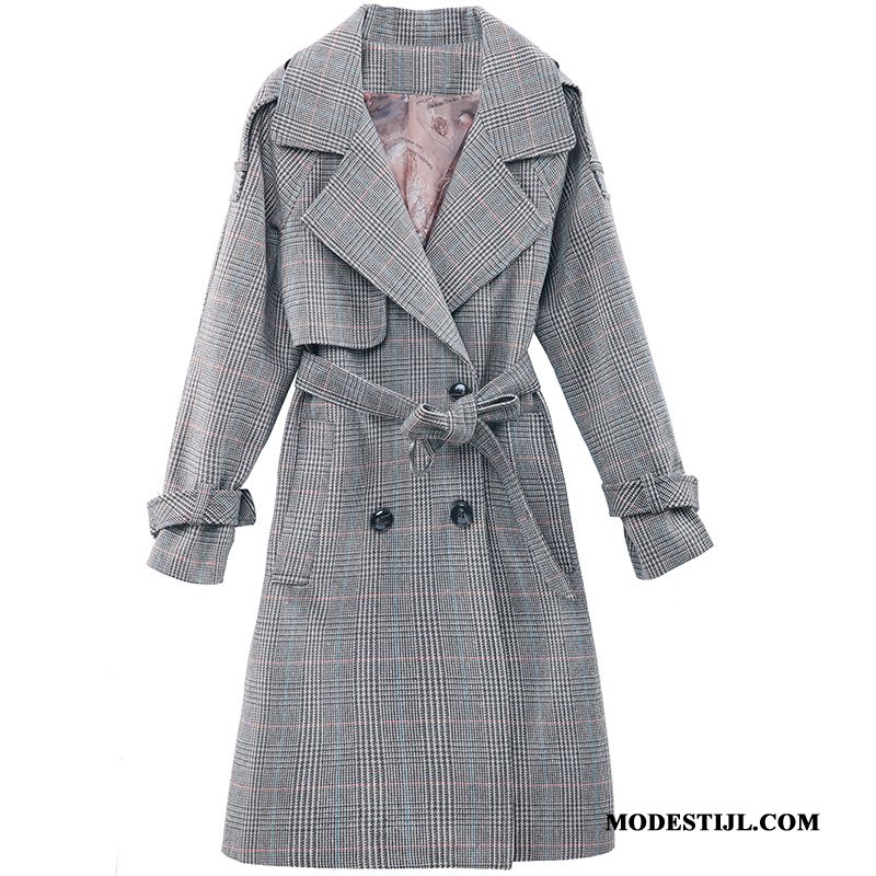 Dames Trenchcoat Goedkoop 2019 Trend Losse Vrouwen Casual Grijs