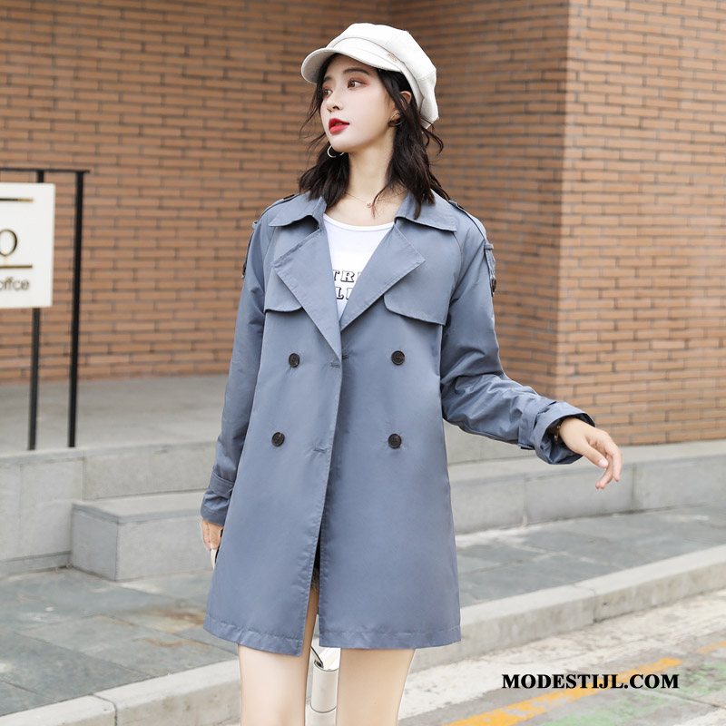 Dames Trenchcoat Goedkoop Elegante Groot Trend Losse Eenvoudig Blauw