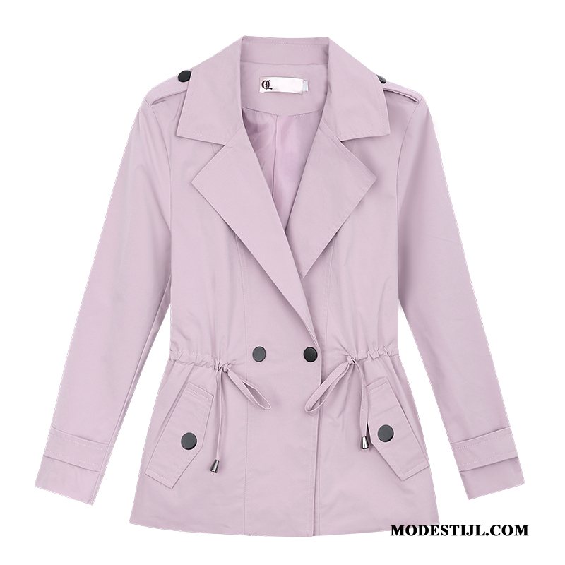 Dames Trenchcoat Kopen Herfst Elegante Trend Kort Voorjaar Roze