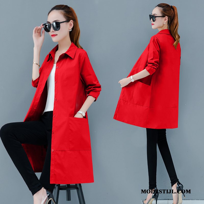 Dames Trenchcoat Kopen Lange Voorjaar Nieuw Jas Mini Rood