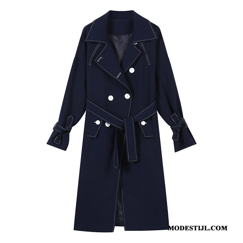 Dames Trenchcoat Korting Jas Herfst 2019 Ontwerp Marineblauw