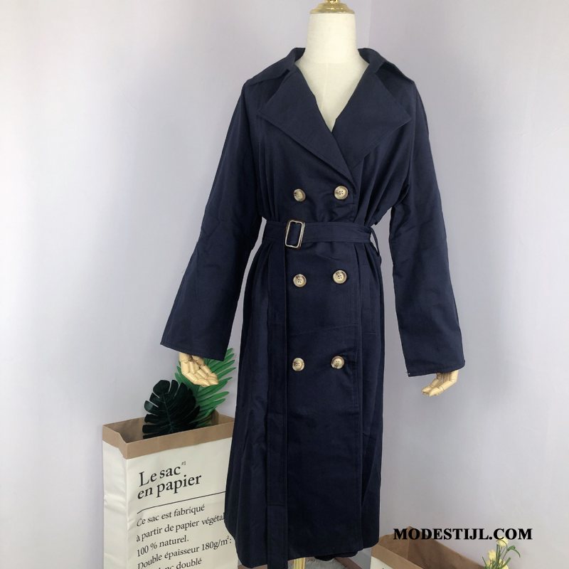 Dames Trenchcoat Korting Vrouwen Herfst Lang Dunne 2019 Marineblauw Rood