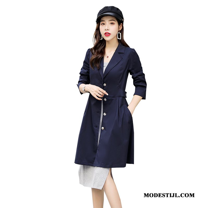 Dames Trenchcoat Online Voorjaar Nieuw Mini Brits Dunne Blauw