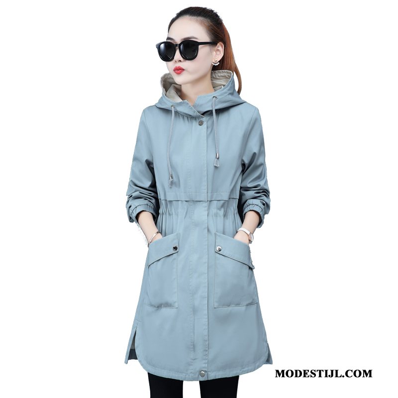 Dames Trenchcoat Online Vrouwen Strakke Nieuw Jas 2019 Blauw