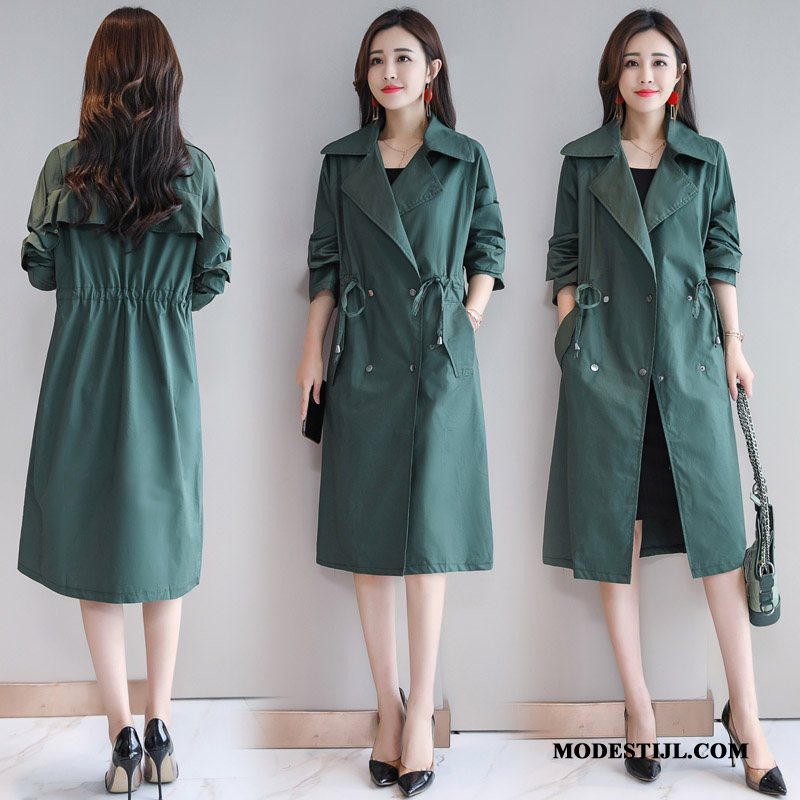 Dames Trenchcoat Winkel Herfst Vleermuizen Nieuw 2019 Dunne Groen