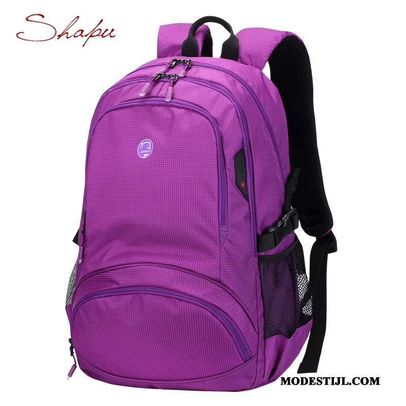 Dames Wandelrugzak Online Lichte Alpinisme Casual Schooltas Waterdicht Purper Zandkleur