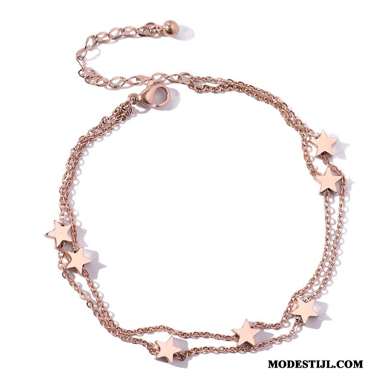Dames Zilveren Sieraden Goedkoop Trend Persoonlijkheid Mesh Student Dubbele Roze Rood Goud
