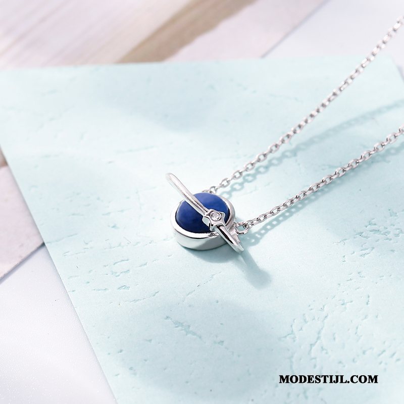 Dames Zilveren Sieraden Online Eenvoudig Zuiver Mesh Mini Elegante Blauw Zilver Rood