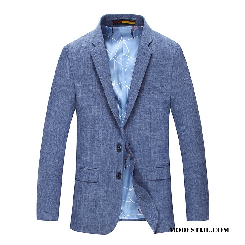 Heren Blazer Goedkoop Bedrijf 2019 Pak Brits Geruit Blauw