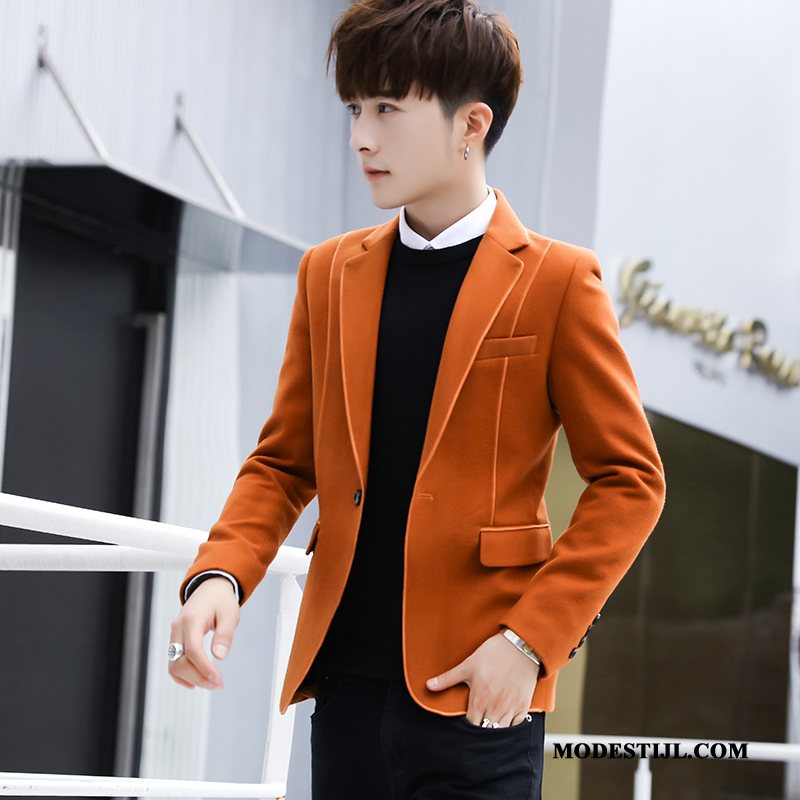 Heren Blazer Online Herfst Mooi Pak Jasje Casual Slim Fit Oranje